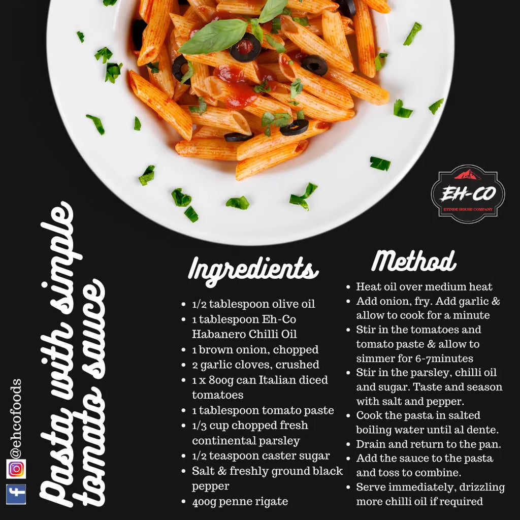 Pasta, Tomato Sauce and Eh-Co chilli oil